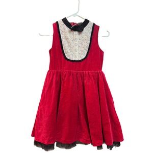 Harajuku Mini For Target Red Velvet Dress Girls L 10 12 Lace‎ Collar Bow